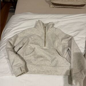 Gray Quarter-Zip Pullover with gold zipper